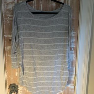Gray and white stripe long sleeve top